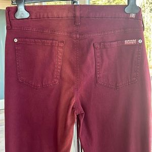 7 for All Mankind Burgundy Skinny Jeans SZ 30